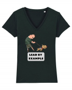 LEAD BY EXAMPLE Tricou mânecă scurtă guler V Damă Evoker