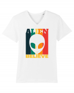 Retro Vintage Alien Tricou mânecă scurtă guler V Bărbat Presenter