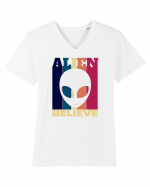 Retro Vintage Alien Tricou mânecă scurtă guler V Bărbat Presenter