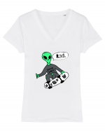 Alien Skateboarder Tricou mânecă scurtă guler V Damă Evoker