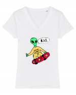 Alien Skateboarder Tricou mânecă scurtă guler V Damă Evoker