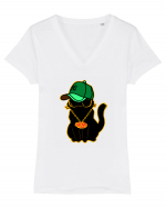 Hip Hop Cat  Tricou mânecă scurtă guler V Damă Evoker