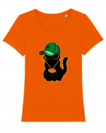 Hip Hop Cat  Tricou mânecă scurtă guler larg fitted Damă Expresser