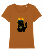 Hip Hop Cat  Tricou mânecă scurtă guler larg fitted Damă Expresser