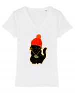 Hip Hop Cat  Tricou mânecă scurtă guler V Damă Evoker