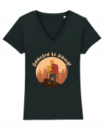 Addicted to Hiking! Tricou mânecă scurtă guler V Damă Evoker