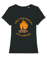 Burn Your Problems in a Campfire Tricou mânecă scurtă guler larg fitted Damă Expresser