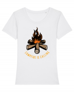 Campfire is Calling Tricou mânecă scurtă guler larg fitted Damă Expresser