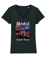 Istanbul Galata Kulesi Tricou mânecă scurtă guler V Damă Evoker