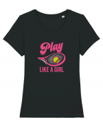 Play like a girl. Tricou mânecă scurtă guler larg fitted Damă Expresser