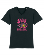 Play like a girl. Tricou mânecă scurtă guler V Bărbat Presenter