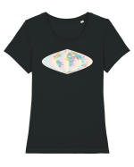 Projected Time Zones - Sinusoidal Tricou mânecă scurtă guler larg fitted Damă Expresser