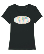 Projected Time Zones - Mollweide Tricou mânecă scurtă guler larg fitted Damă Expresser