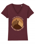 Climb the Mountain and Feel Those Vibes Tricou mânecă scurtă guler V Damă Evoker