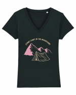 Come Camp in the Mountains! Tricou mânecă scurtă guler V Damă Evoker