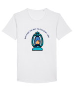 Discover the Way to Peaceful Life! Tricou mânecă scurtă guler larg Bărbat Skater