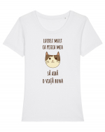 Pisica cu citat Tricou mânecă scurtă guler larg fitted Damă Expresser