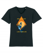 Feel the Sun Live Your Life Tricou mânecă scurtă guler V Bărbat Presenter