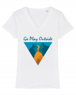 Go Play Outside Tricou mânecă scurtă guler V Damă Evoker