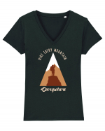 Hike Every Mountain Everywhere Tricou mânecă scurtă guler V Damă Evoker