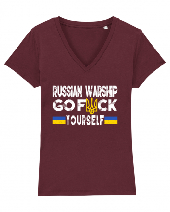 Russian Warship Go Fuck Yourself Russkiy Voyennyy Korabl' Idi Na Khuy Burgundy