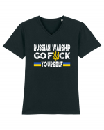 Russian Warship Go Fuck Yourself Russkiy Voyennyy Korabl' Idi Na Khuy Tricou mânecă scurtă guler V Bărbat Presenter
