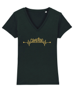 Camping Heartbeats Tricou mânecă scurtă guler V Damă Evoker