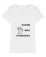 GOOD DAY EVERYDAY Tricou mânecă scurtă guler V Damă Evoker