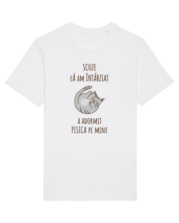 Pisica Adormita cu Citat White