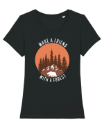 Make a Friend with a Forest Tricou mânecă scurtă guler larg fitted Damă Expresser