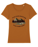Plan Your Adventure, Plan Your Camp! Tricou mânecă scurtă guler larg fitted Damă Expresser