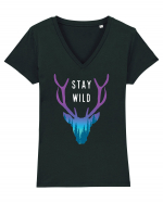 Stay Wild Tricou mânecă scurtă guler V Damă Evoker