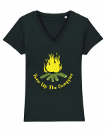 Turn Up the Campfire Tricou mânecă scurtă guler V Damă Evoker