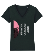 Stop Stopping Yourself3 Tricou mânecă scurtă guler V Damă Evoker