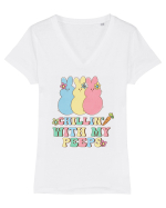 Chillin With My Peeps Tricou mânecă scurtă guler V Damă Evoker