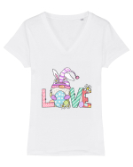 Easter Gnome Love Tricou mânecă scurtă guler V Damă Evoker