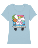 Funny Easter Truck Tricou mânecă scurtă guler larg fitted Damă Expresser