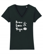 Peace Love Yoga Tricou mânecă scurtă guler V Damă Evoker