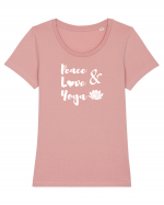 Peace Love Yoga Tricou mânecă scurtă guler larg fitted Damă Expresser