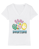 Gone Hunting Easter Eggs Tricou mânecă scurtă guler V Damă Evoker