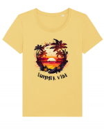 SUMMER VIBE - V1 Tricou mânecă scurtă guler larg fitted Damă Expresser