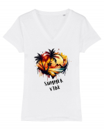 SUMMER VIBE - V2 Tricou mânecă scurtă guler V Damă Evoker