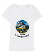 TRAVEL AROUND THE WORLD - V1 Tricou mânecă scurtă guler V Damă Evoker