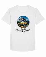 TRAVEL AROUND THE WORLD - V1 Tricou mânecă scurtă guler larg Bărbat Skater