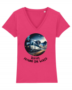 TRAVEL AROUND THE WORLD - V2 Tricou mânecă scurtă guler V Damă Evoker