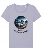 TRAVEL AROUND THE WORLD - V2 Tricou mânecă scurtă guler larg fitted Damă Expresser