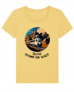 TRAVEL AROUND THE WORLD - V3 Tricou mânecă scurtă guler larg fitted Damă Expresser