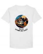 TRAVEL AROUND THE WORLD - V3 Tricou mânecă scurtă guler larg Bărbat Skater