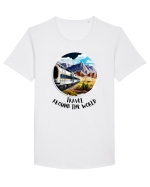TRAVEL AROUND THE WORLD - V4 Tricou mânecă scurtă guler larg Bărbat Skater