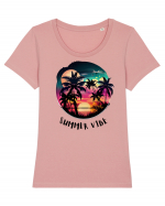 SUMMER VIBE - V4 Tricou mânecă scurtă guler larg fitted Damă Expresser